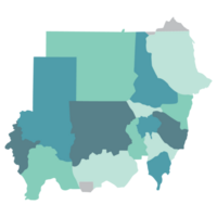 Sudan Karte. Karte von Sudan im administrative Zustände Regionen png