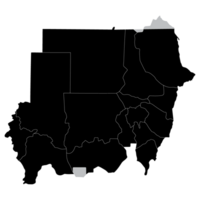 Sudan map. Map of Sudan in administrative states in black color png