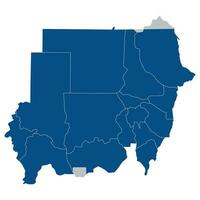 Sudan map. Map of Sudan in administrative states in blue color vector