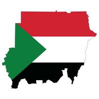 Sudan map. Map of Sudan with Sudan national flag. vector