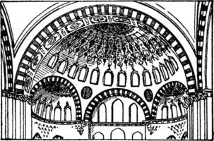 Suleimani Mosque, building,  vintage engraving. vector