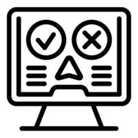 Two options problem icon outline vector. Choose right solution vector