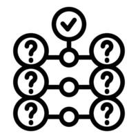 Multiple questions with right solution icon outline vector. Dilemma confusion approach vector