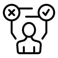 Choose right decisions icon outline vector. Mindset intellectual dilemma vector