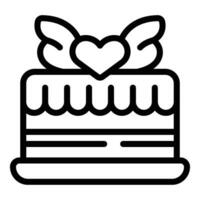 Love wedding cake icon outline vector. Lovebirds ceremony dessert vector