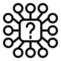 Question with multiple solving alternatives icon outline vector. Problem solving plan vector