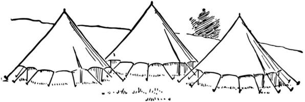 Three Tent, vintage illustration vector