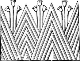 Capital Ornament in the Temple at Edfu,  Egyptian architecture, vintage engraving. vector