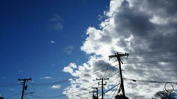 The beautiful sky view with the white clouds and blue sky in the sunny day photo