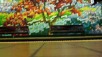 The city subway platform view in the city of the USA photo