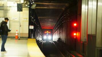 The city subway platform view in the city of the USA photo