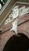 The beautiful university campus view with old buildings in Boston of USA photo