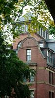 The beautiful university campus view with old buildings in Boston of USA photo