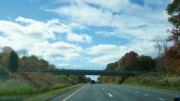 The highway landscape with side view and cloudy sky as background photo
