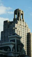 The city view with the old buildings and architectures under the warm sunlight photo