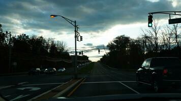 The highway landscape with clouds and sunset sky as background photo