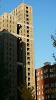 The city view with the old buildings and architectures under the warm sunlight photo