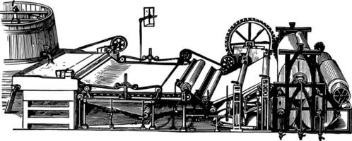 Paper Making Machine, vintage illustration. vector
