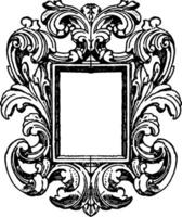 German Mirror-Frame is mirror surrounded by scroll work, vintage engraving. vector
