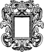 German Mirror-Frame is mirror surrounded by scroll work, vintage engraving. vector