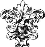 floral grotesco máscara estaba diseñado durante el 16 siglo, Clásico grabado. vector