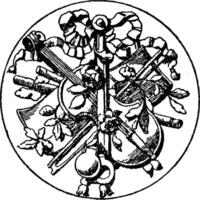 Big Medallion Symbol is a symbol of a violin, vintage engraving. vector