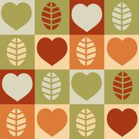 Ecology seamless pattern with heart and leaf vector