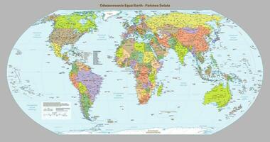 Polish language Political map of the world Equal earth projection vector