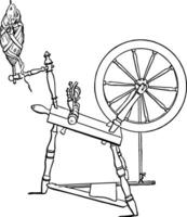 Diagram of a Spinning-wheel, vintage engraving. vector