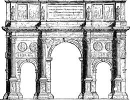 Arch of Constantine, Triumphal arches, vintage engraving. vector