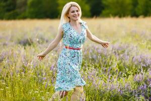 Enjoyment. Free Happy Woman Enjoying Nature. Beauty Girl Outdoor. Freedom concept photo