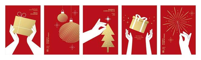 Business Christmas and New Year Cards. Vector illustration concepts for greeting card, party invitation card, background, poster, website banner, social media banner, marketing material.