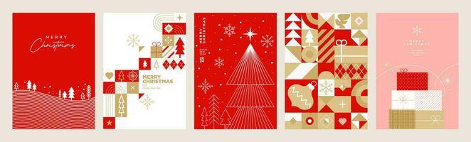 Merry Christmas and Happy New Year greeting cards. Vector illustration concepts for background, greeting card, party invitation card, website banner, social media banner, marketing material.