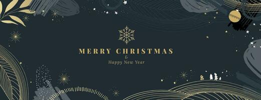 Merry Christmas and Happy New Year. Vector illustration for greeting card, party invitation card, website banner, social media banner, marketing material.