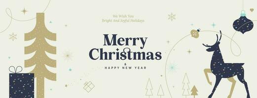 Merry Christmas and Happy New Year. Vector illustration for greeting card, party invitation card, website banner, social media banner, marketing material.