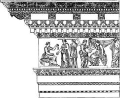 Corinthian Entablature from the Nerva at Rome, Simple styles, vintage engraving. vector