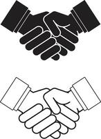 Business agreement and handshake line and flat icons set. Friendly handshake icon for apps and websites vector