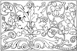 Renaissance Ornament Vine is a frieze design, vintage engraving. vector