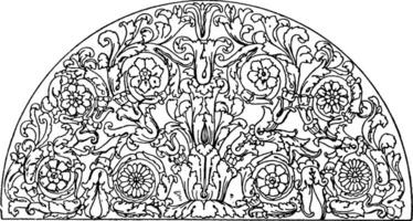 Roman Lunette Panel is a semicircle typically found on door-head, vintage engraving. vector