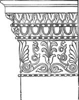 Ionic Antae Capital from the Temple of Minerva Polias at Athens, plinth,  vintage engraving. vector