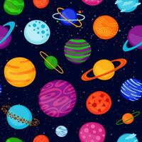 Seamless pattern with planets. vector