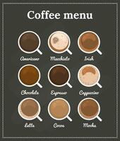 Coffee menu top view. vector