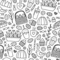 Seamless pattern with easter items. vector