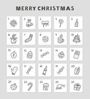 Cute countdown numbered poster with xmas tags. vector