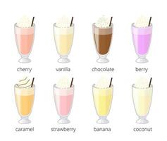 Cartoon milkshakes set. vector