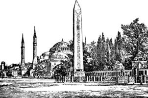 Constantinople,  the capital city of the Roman, vintage engraving. vector