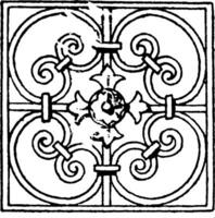 Wrought-Iron Square Panel is a French 17th century design, vintage engraving. vector