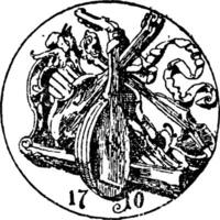 Violin Maker Symbol guild in Klingenthal, vintage engraving. vector