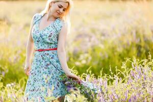 Enjoyment. Free Happy Woman Enjoying Nature. Beauty Girl Outdoor. Freedom concept photo