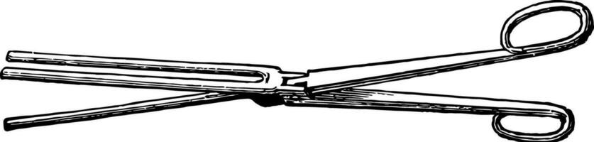 Fluting Scissors shaped implement for fluting or crimping linen, vintage engraving. vector